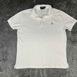 Polo Ralph Lauren Men's Polo Shirt Custom Slim Fit Medium White Flesh Pony Logo
